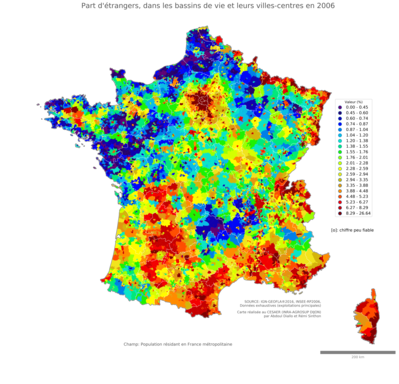 Part d'étrangers - bv2006
Mots-clés: immigration;classes populaires;bassins de vie