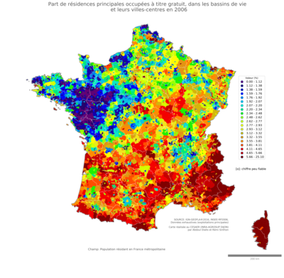 Part de résidences principales occupées à titre gratuit - bv2006
Mots-clés: résidence et logement;conditions d-existence;bassins de vie