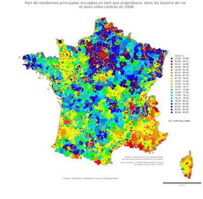 Part de résidences principales occupées en tant que propriétaire - bv2006
Mots-clés: résidence et logement;conditions d-existence;bassins de vie