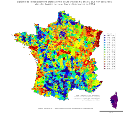  diplôme de l'enseignement professionnel court chez les 60 ans ou plus non'scolarisés - bv2014
Mots-clés: études et diplôme;âge;classes populaires;bassins de vie