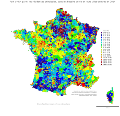 Part d'HLM parmi les résidences principales - bv2014
Mots-clés: résidence et logement;conditions d-existence;classes populaires;bassins de vie