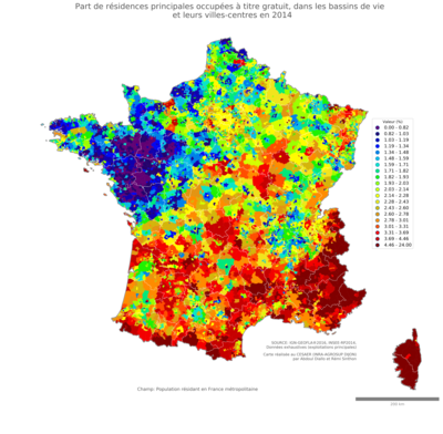 Part de résidences principales occupées à titre gratuit - bv2014
Mots-clés: résidence et logement;conditions d-existence;bassins de vie