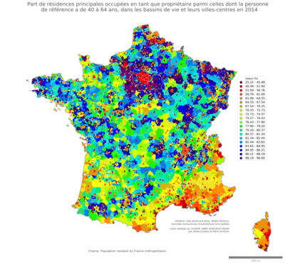 Part de résidences principales occupées en tant que propriétaire parmi celles dont la personne de référence a de 40 à 64 ans - bv2014
Mots-clés: résidence et logement;âge;conditions d-existence;bassins de vie