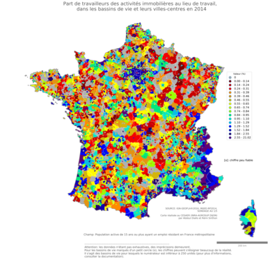 Part de travailleurs des activités immobilières au lieu de travail - bv2014
Mots-clés: secteur d-activité;lieu de travail;bassins de vie