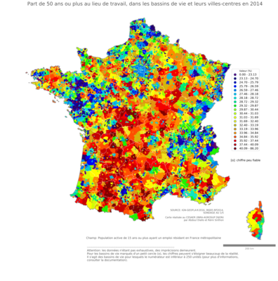 Part de 50 ans ou plus au lieu de travail - bv2014
Mots-clés: âge;lieu de travail;bassins de vie