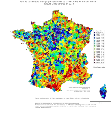 Part de travailleurs à temps partiel au lieu de travail - bv2014
Mots-clés: conditions de travail et d-emploi;lieu de travail;bassins de vie