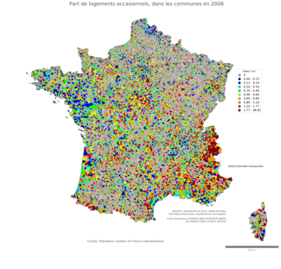 Part de logements occasionnels - com2006
Mots-clés: résidence et logement;conditions d-existence;classes populaires;communes