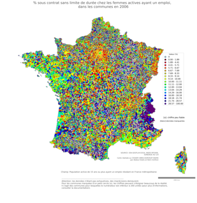 % sous contrat sans limite de durée chez les femmes actives ayant un emploi - com2006
Mots-clés: conditions de travail et d-emploi;sexe;femmes;communes