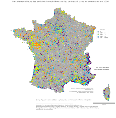 Part de travailleurs des activités immobilières au lieu de travail - com2006
Mots-clés: secteur d-activité;lieu de travail;communes