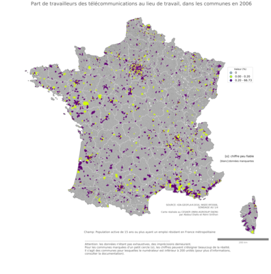 Part de travailleurs des télécommunications au lieu de travail - com2006
Mots-clés: secteur d-activité;lieu de travail;communes