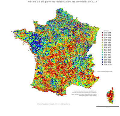 Part de 0'3 ans parmi les résidents - com2014
Mots-clés: âge;famille et enfants;communes