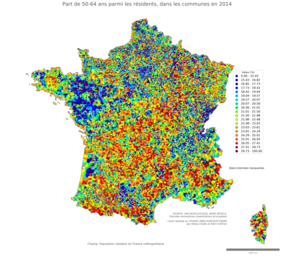 Part de 50'64 ans parmi les résidents - com2014
Mots-clés: âge;communes