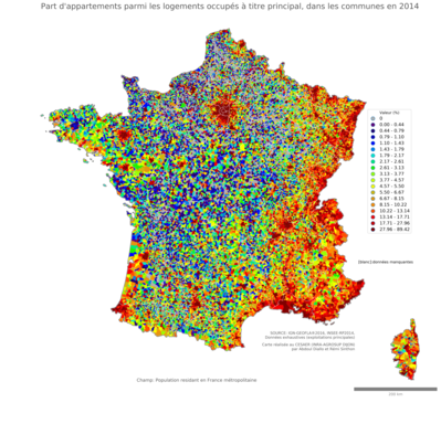 Part d'appartements parmi les logements occupés à titre principal - com2014
Mots-clés: résidence et logement;conditions d-existence;communes