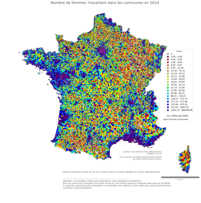 Part de femmes au lieu de travail - com2014
Mots-clés: sexe;hommes;lieu de travail;communes