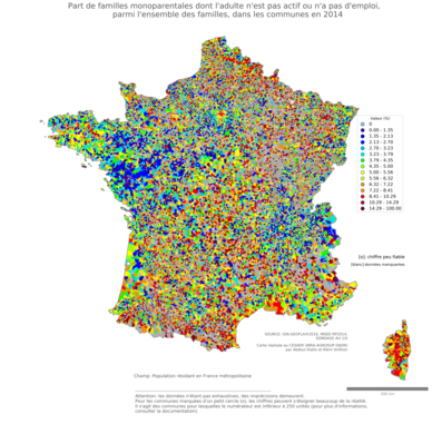 Part de familles monoparentales dont l'adulte n'est pas actif ou n'a pas d'emploi, parmi l’ensemble des familles - com2014
Mots-clés: famille et enfants;conditions d-existence;classes populaires;communes