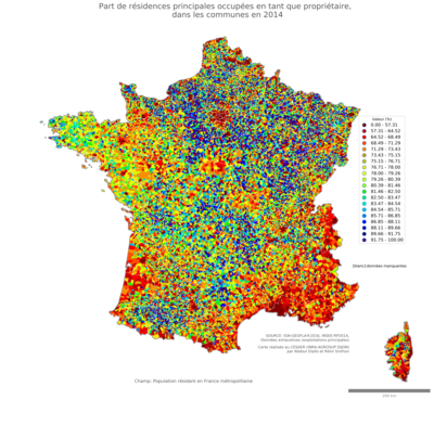 Part de résidences principales occupées en tant que propriétaire - com2014
Mots-clés: résidence et logement;conditions d-existence;communes