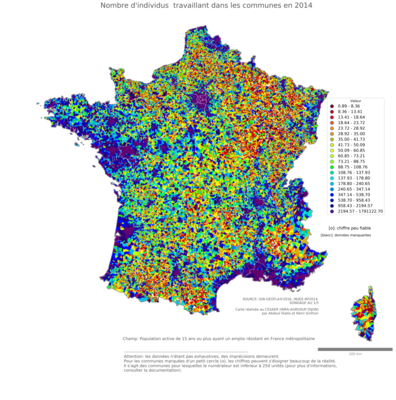 Nombre d'individus au lieu de travail - com2014
Mots-clés: effectif;lieu de travail;communes