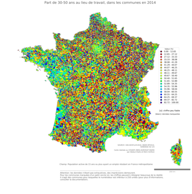 Part de 30'50 ans au lieu de travail - com2014
Mots-clés: âge;lieu de travail;communes